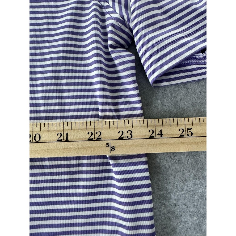FootJoy Polo Shirt Mens XL Purple Stripe Short Sleeve Golf Stretch Bonitz Logo - Picture 6 of 10